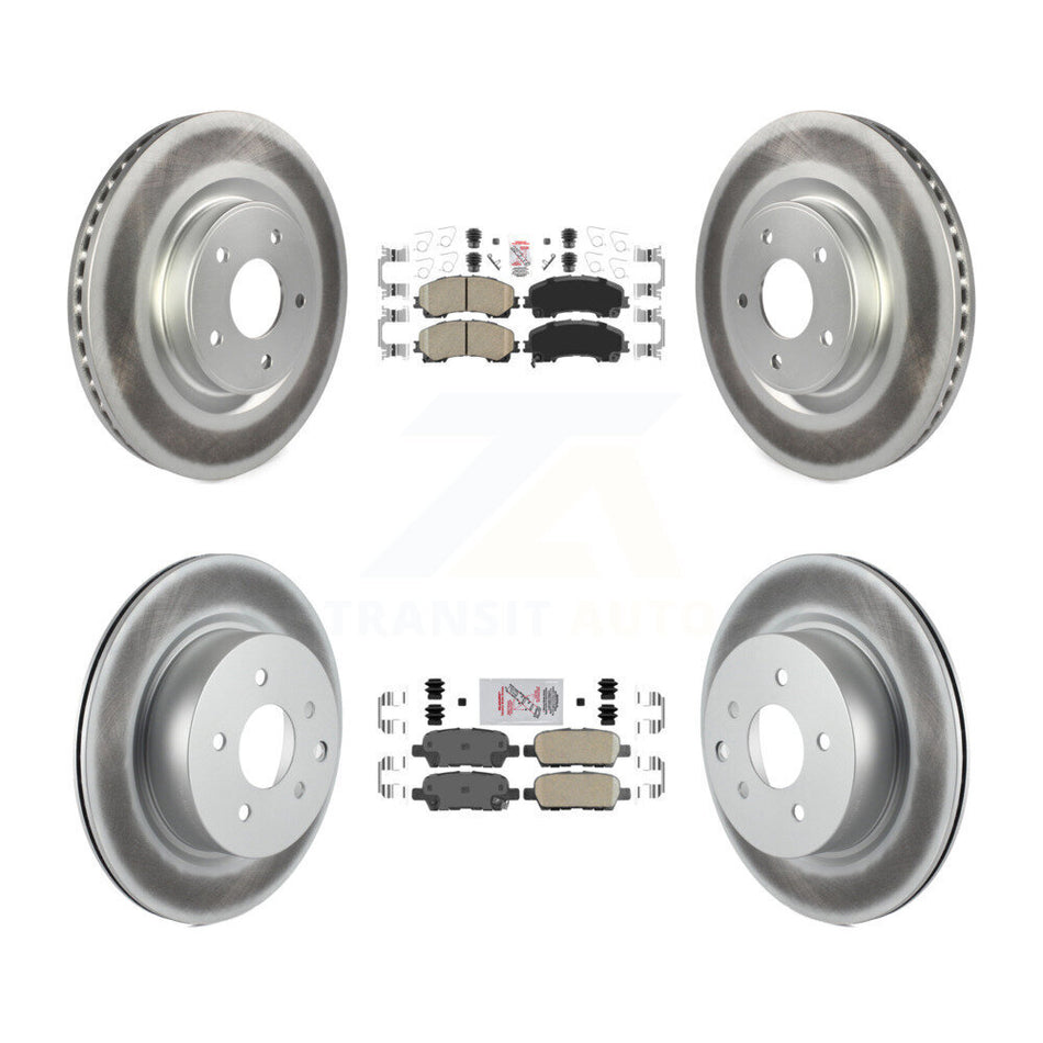 Front Rear Ceramic Pads And Coated Disc Brake Rotors Kit For 2016-2017 INFINITI QX50 KGA-104916