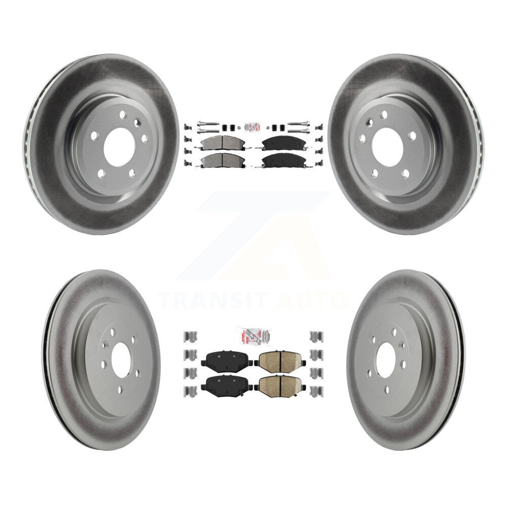 Front Semi-Metallic Rear Ceramic Pad Coated Brake Rotors Kit For 2013 Ford Explorer Sport KGA-104947