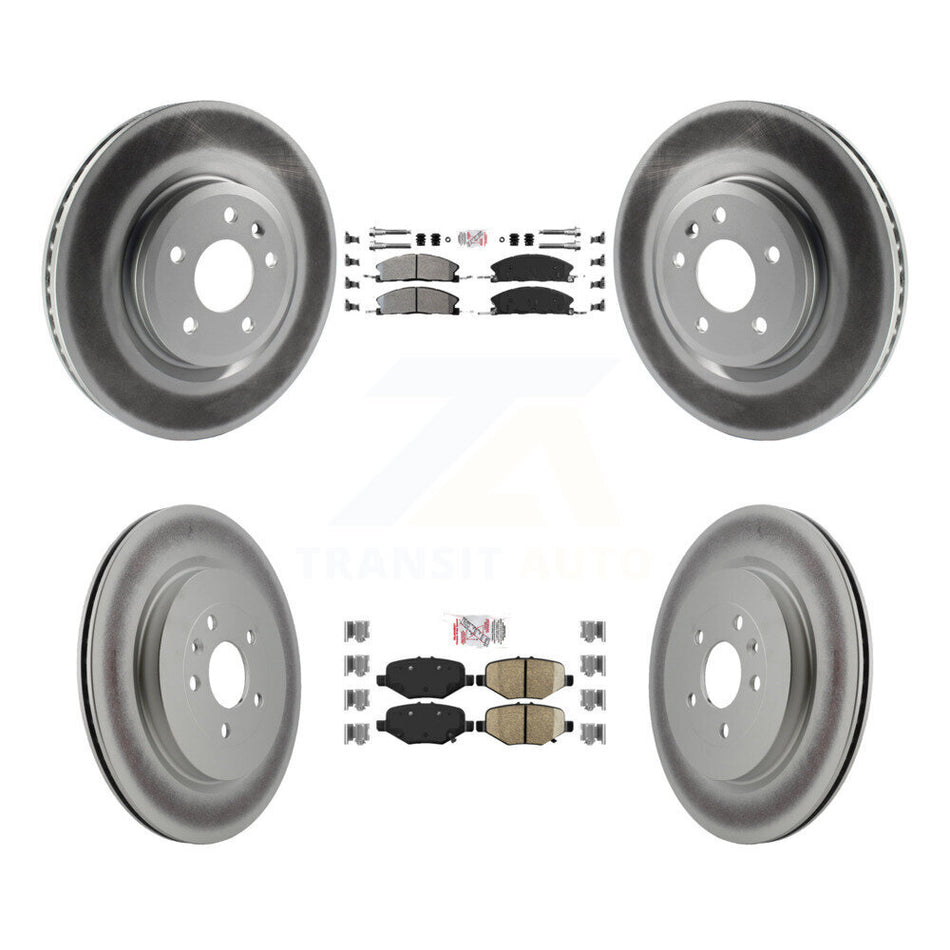 Front Semi-Metallic Rear Ceramic Pad Coated Brake Rotors Kit For 2013 Ford Explorer Sport KGA-104947