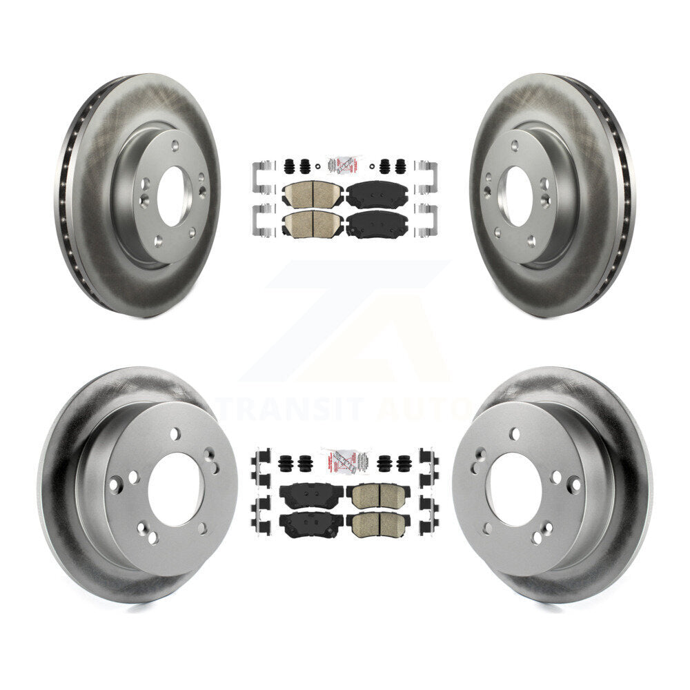 Front Rear Ceramic Pads And Coated Disc Brake Rotors Kit For Hyundai Sonata 2.4L KGA-104960