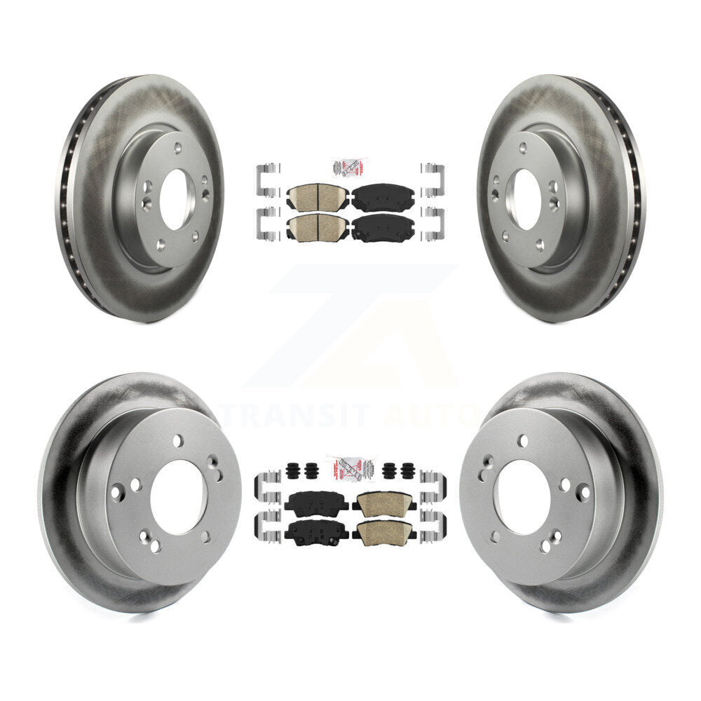 Front Rear Ceramic Pads And Coated Disc Brake Rotors Kit For Hyundai Sonata 2.4L KGA-104967