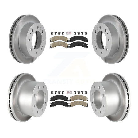 Front Rear Ceramic Pad Coated Brake Rotors Kit For GMC Sierra 3500 HD Chevrolet Silverado KGA-105009