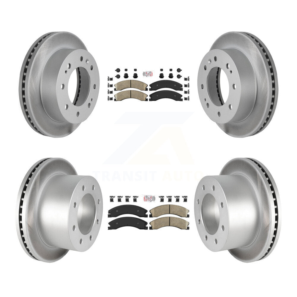 Front Rear Ceramic Pad Coated Brake Rotors Kit For GMC Sierra 3500 HD Chevrolet Silverado KGA-105011