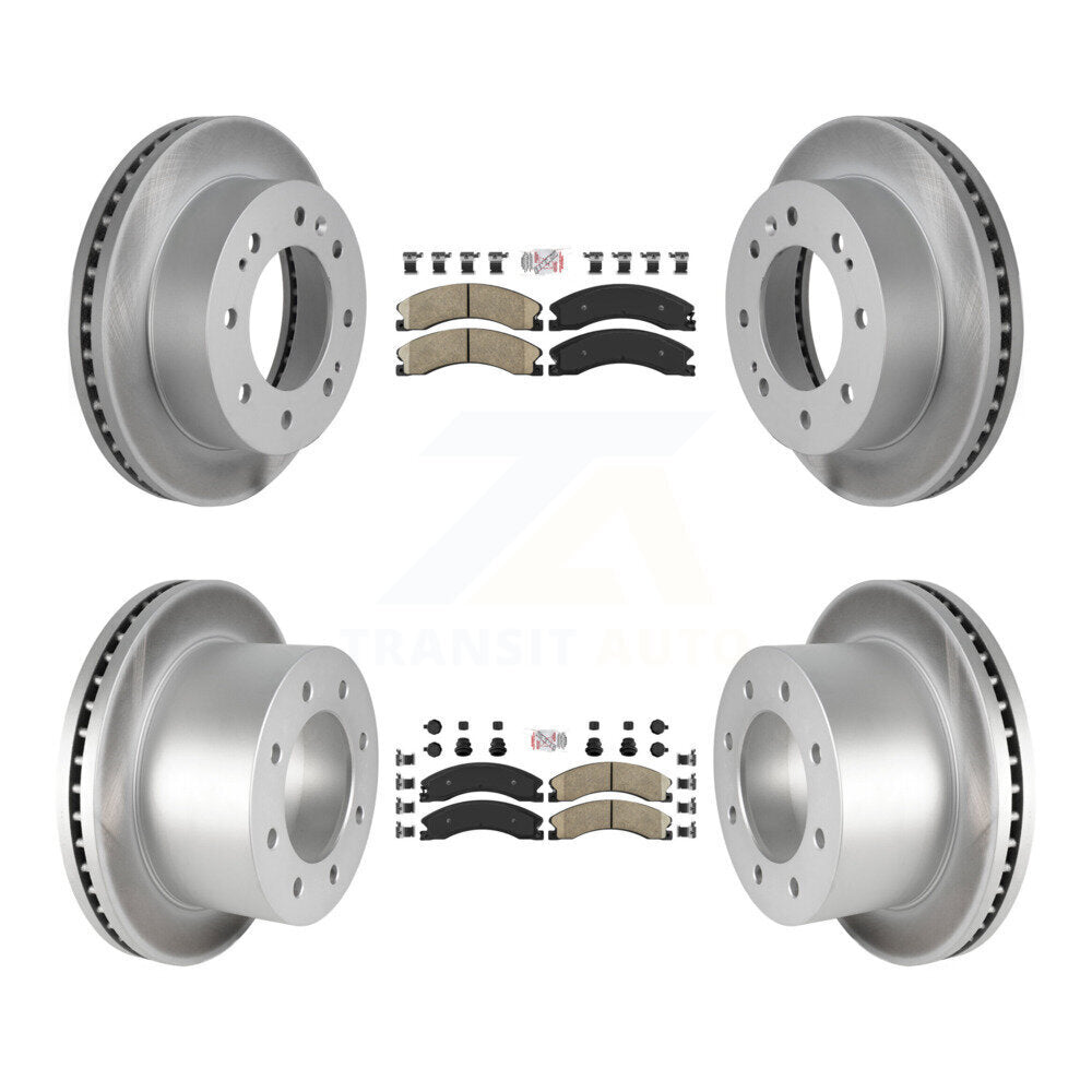 Front Rear Ceramic Pad Coated Brake Rotors Kit For GMC Sierra 3500 HD Chevrolet Silverado KGA-105015