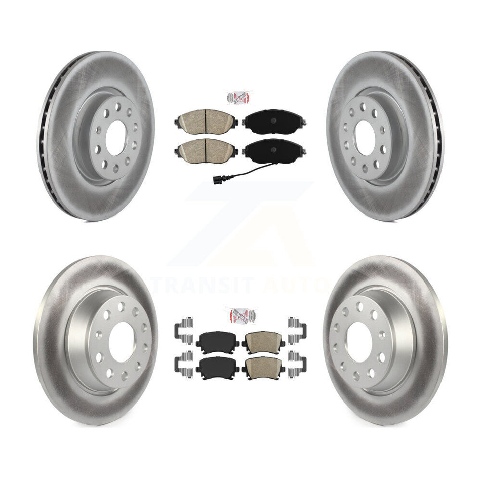 Front Rear Ceramic Pads And Coated Disc Brake Rotors Kit For 2017 Volkswagen CC 4 Motion KGA-105043