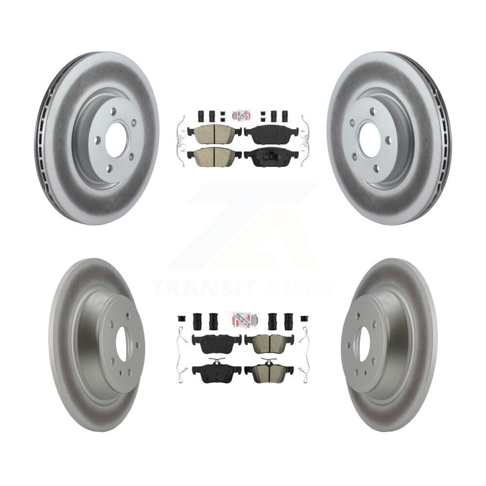 Front Ceramic Rear Semi-Metallic Pad & Coated Brake Rotor Kit For Ford Escape Lincoln MKC KGA-105053