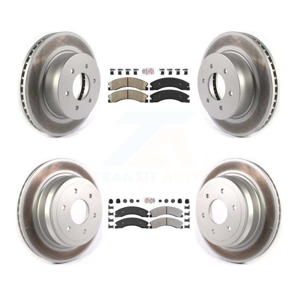 Front Ceramic Rear Semi-Metallic Pad Coated Brake Rotor Kit For 2016-2024 Nissan TITAN XD KGA-105071