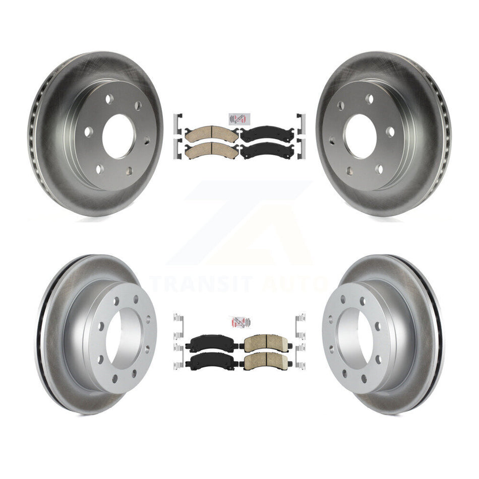 Front Rear Ceramic Pad & Coated Brake Rotor Kit For 2006 GMC Savana 2500 With 7300 Lb GVW KGA-105075