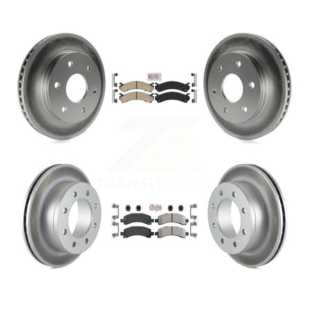 Front Ceramic Rear Semi-Metallic Pad And Coated Disc Brake Rotors Kit For GMC Savana 2500 KGA-105079