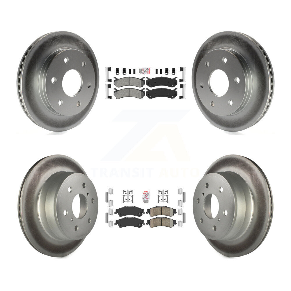 Front Semi-Metallic Rear Ceramic Pad & Coated Brake Rotor Kit For GMC Sierra 1500 Classic KGA-105084