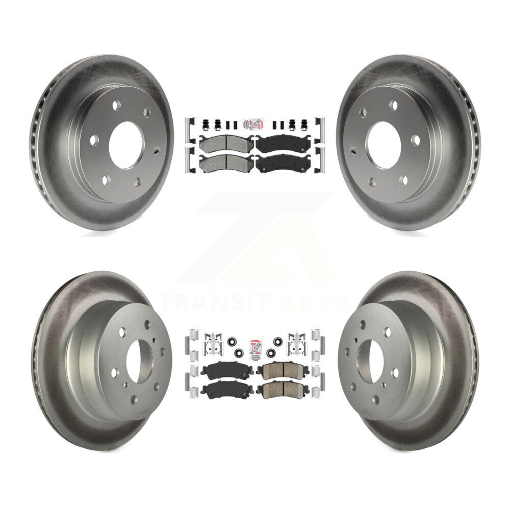 Front Semi-Metallic Rear Ceramic Pad & Coated Brake Rotor Kit For GMC Sierra 1500 Classic KGA-105086