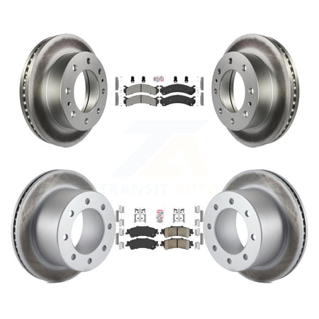 Front Semi-Metallic Rear Ceramic Pad Coated Disc Brake Rotor Kit For 2001 GMC Sierra 3500 KGA-105087