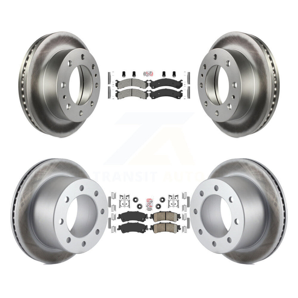 Front Semi-Metallic Rear Ceramic Pad Coated Disc Brake Rotor Kit For 2001 GMC Sierra 3500 KGA-105089