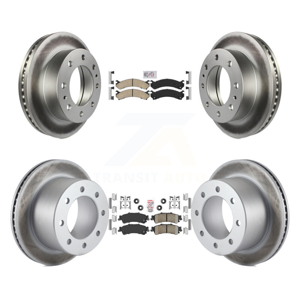 Front Rear Ceramic Pads And Coated Disc Brake Rotors Kit For 2001 GMC Sierra 3500 KGA-105090