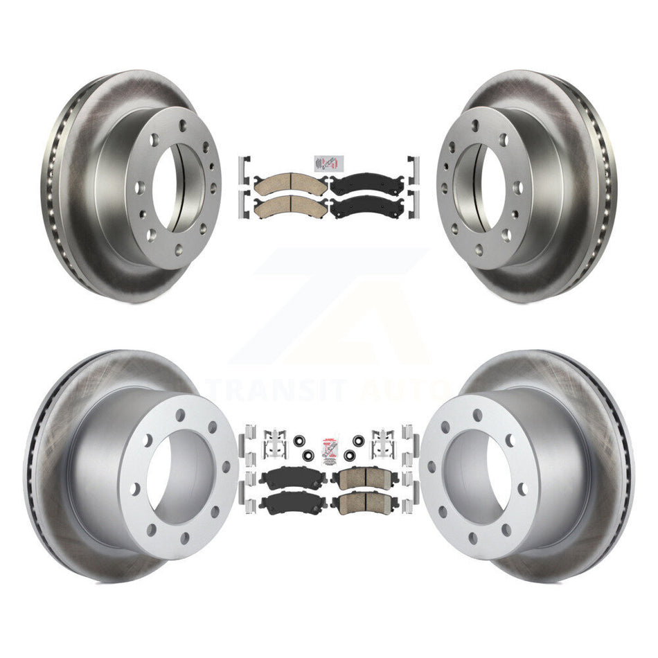 Front Rear Ceramic Pads And Coated Disc Brake Rotors Kit For 2001 GMC Sierra 3500 KGA-105090