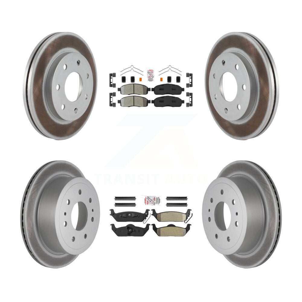 Front Rear Semi-Metallic Pad Coat Disc Brake Rotor Kit For Ford F-150 Lincoln Mark LT 4WD KGA-105152