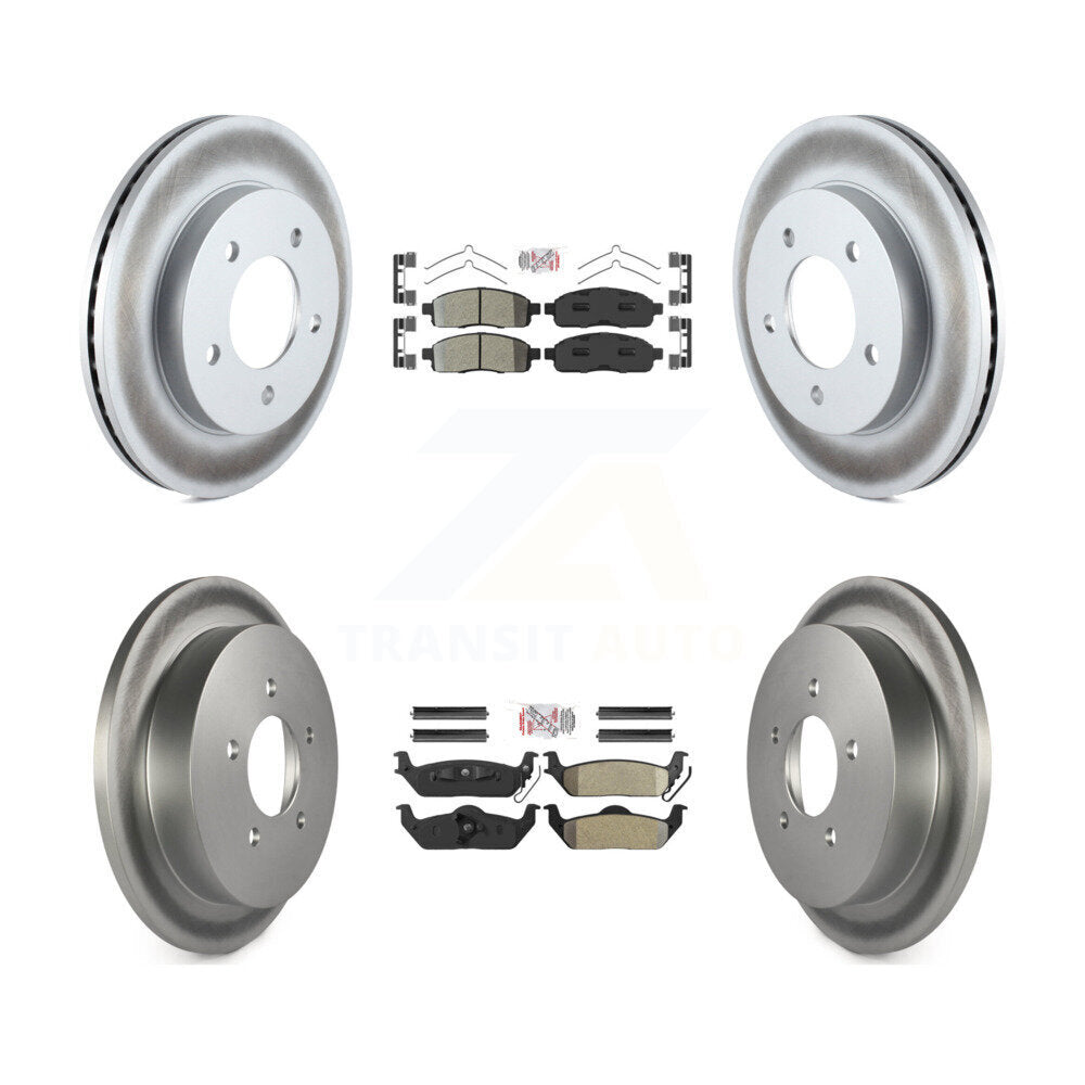 Front Rear Semi-Metallic Pads And Coated Disc Brake Rotors Kit For 2004 Ford F-150 4WD KGA-105155