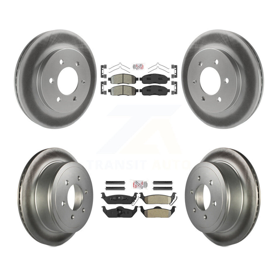 Front Rear Semi-Metallic Pad Coat Disc Brake Rotor Kit For Ford F-150 Lincoln Mark LT 4WD KGA-105157