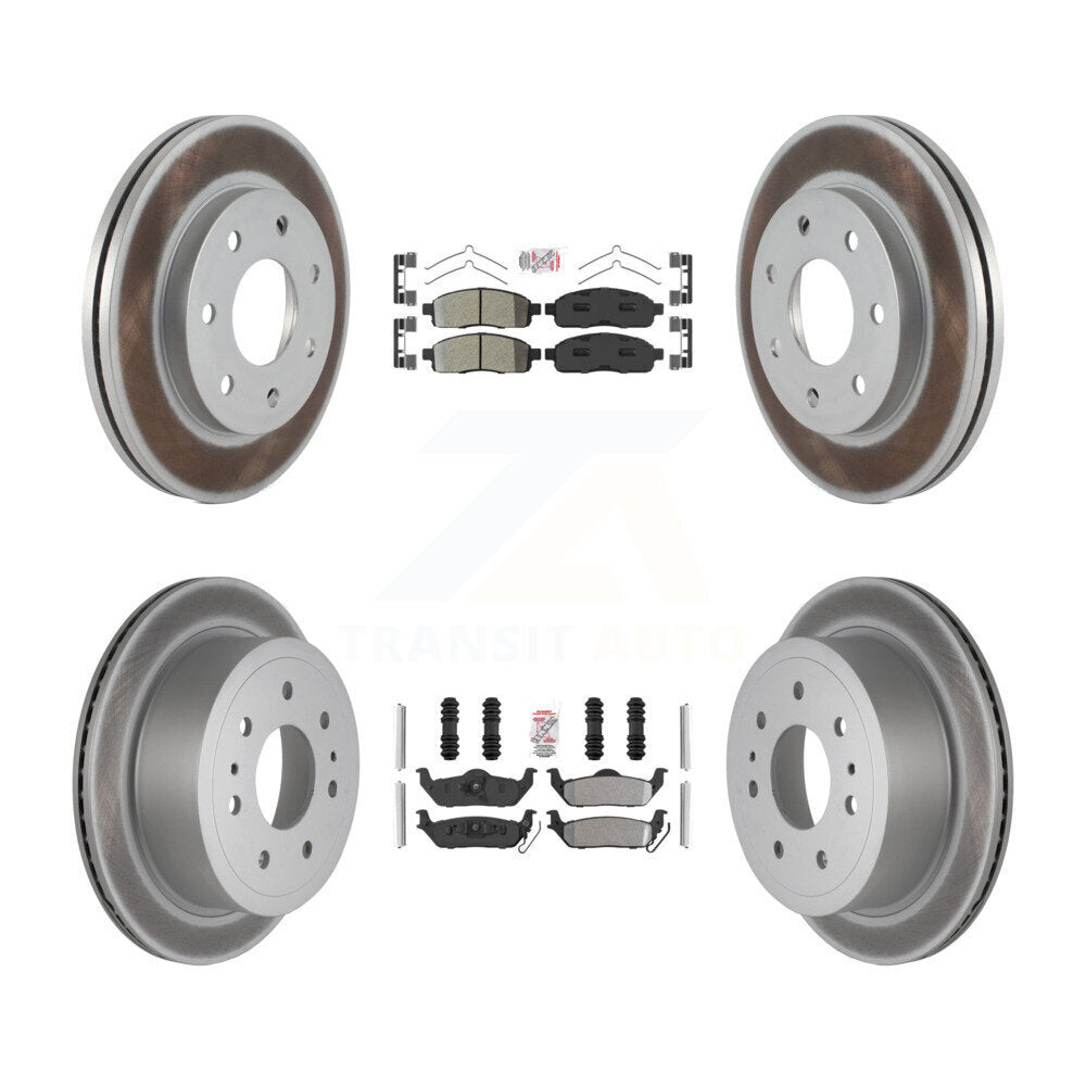 Front Rear Semi-Metallic Pad Coat Disc Brake Rotor Kit For Ford F-150 Lincoln Mark LT 4WD KGA-105159