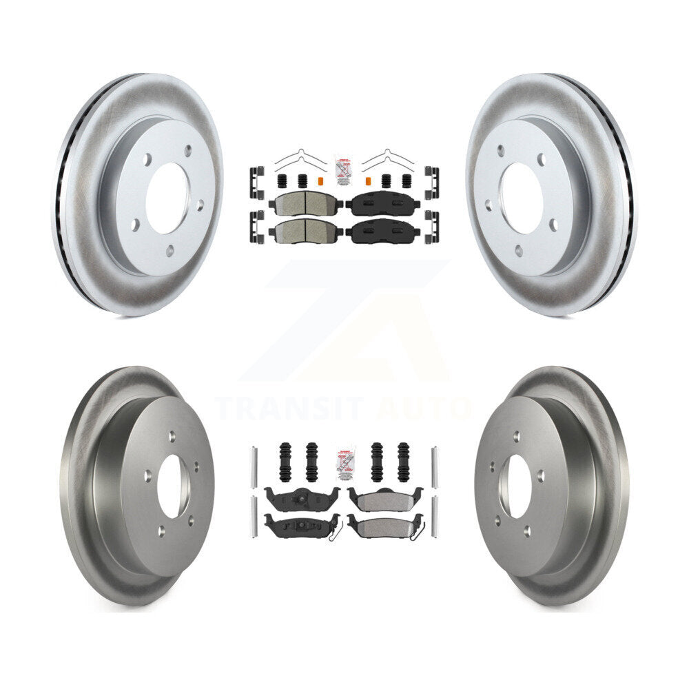 Front Rear Semi-Metallic Pads And Coated Disc Brake Rotors Kit For 2004 Ford F-150 4WD KGA-105160