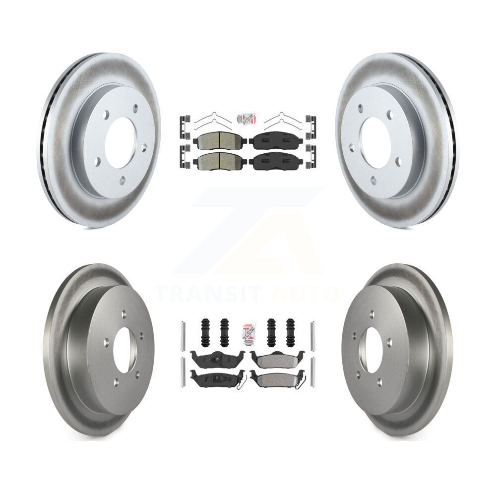 Front Rear Semi-Metallic Pads And Coated Disc Brake Rotors Kit For 2004 Ford F-150 4WD KGA-105161