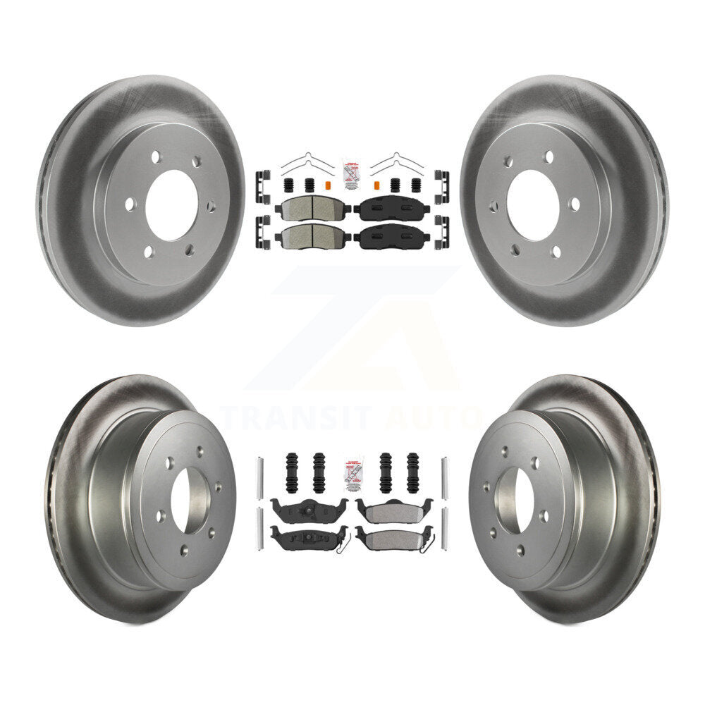 Front Rear Semi-Metallic Pad Coat Disc Brake Rotor Kit For Ford F-150 Lincoln Mark LT 4WD KGA-105162