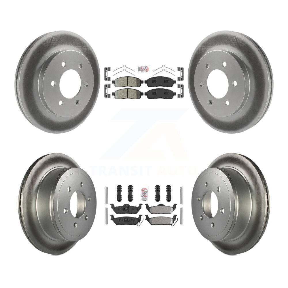 Front Rear Semi-Metallic Pad Coat Disc Brake Rotor Kit For Ford F-150 Lincoln Mark LT 4WD KGA-105163