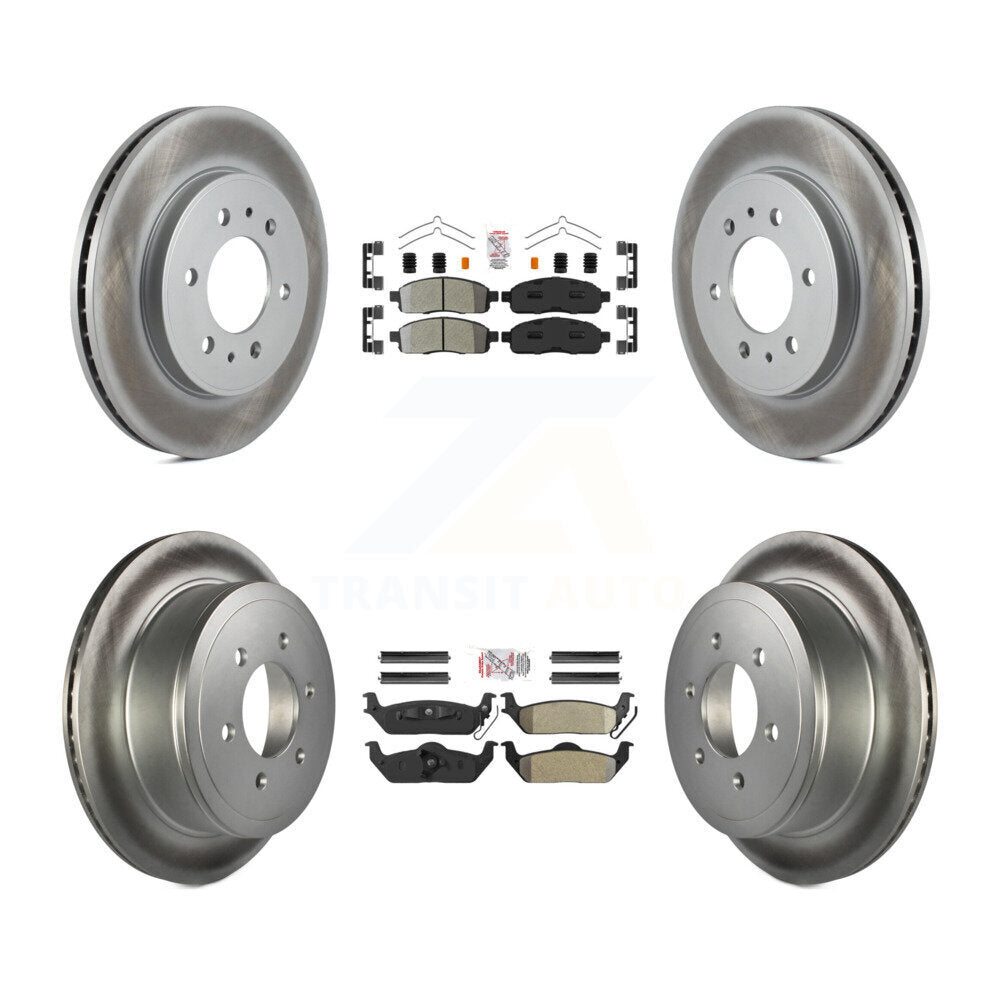 Front Rear Semi-Metallic Pad Coated Brake Rotor Kit For 2009 Ford F-150 With 6 Lug Wheels KGA-105164