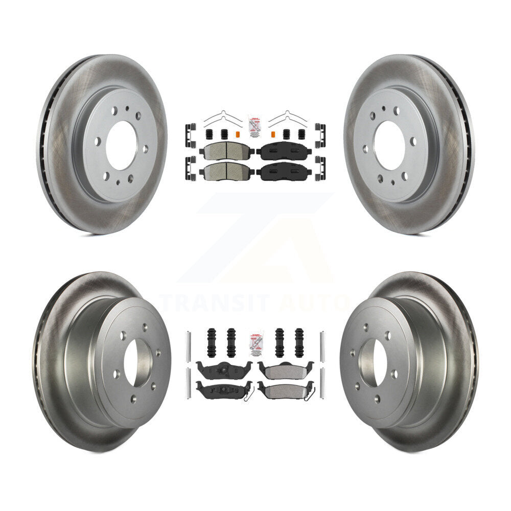 Front Rear Semi-Metallic Pad Coated Brake Rotor Kit For 2009 Ford F-150 With 6 Lug Wheels KGA-105166