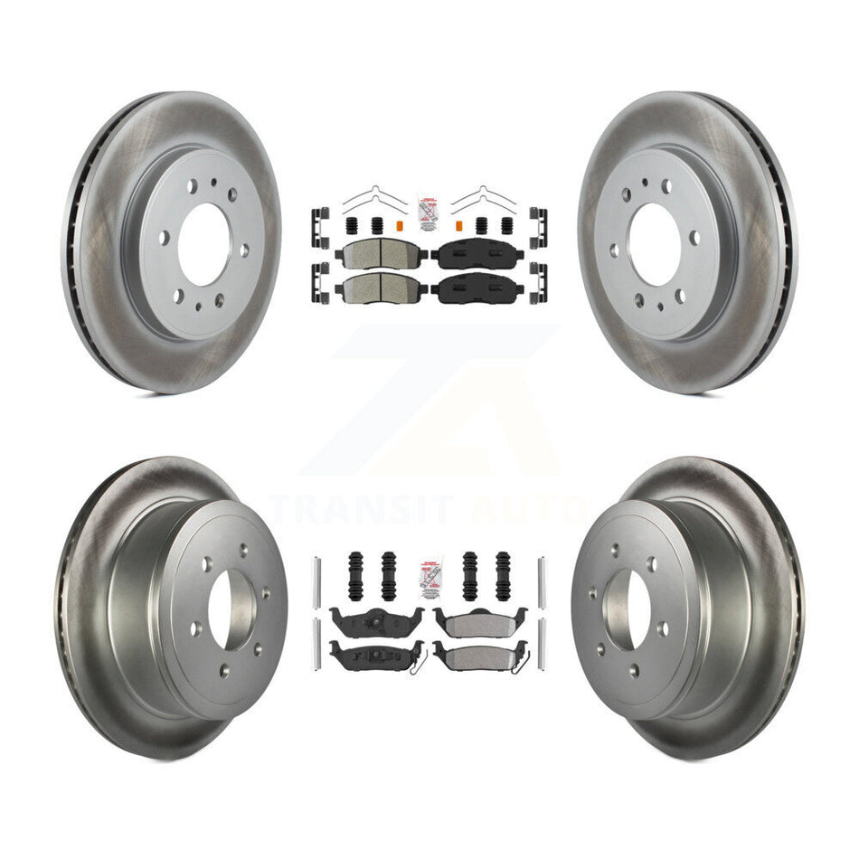 Front Rear Semi-Metallic Pad Coated Brake Rotor Kit For 2009 Ford F-150 With 6 Lug Wheels KGA-105166