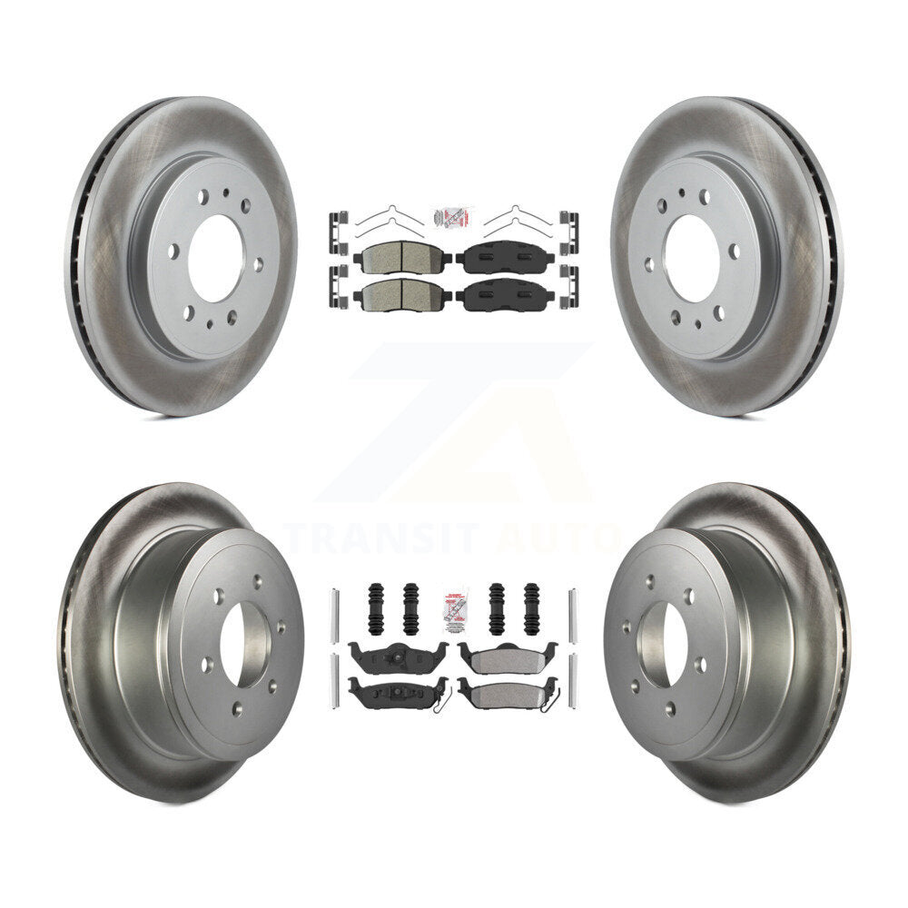 Front Rear Semi-Metallic Pad Coated Brake Rotor Kit For 2009 Ford F-150 With 6 Lug Wheels KGA-105167