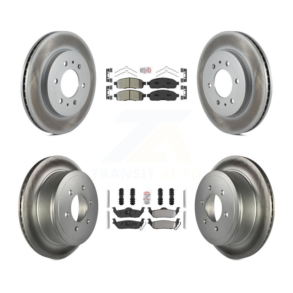 Front Rear Semi-Metallic Pad Coated Brake Rotor Kit For 2009 Ford F-150 With 6 Lug Wheels KGA-105167