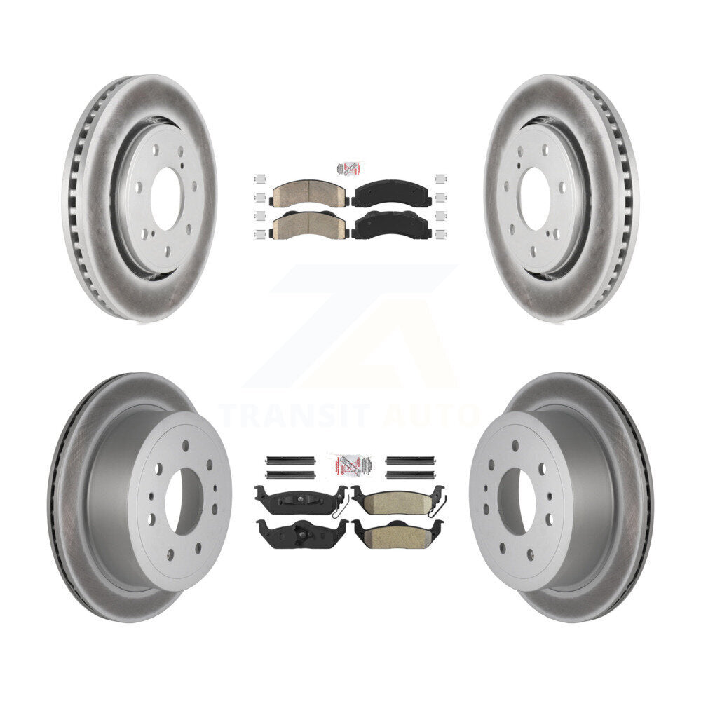 Front Ceramic Rear Semi-Metallic Pads And Coated Disc Brake Rotors Kit For Ford F-150 KGA-105171