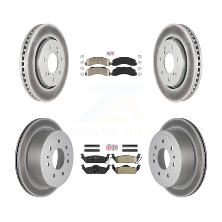 Front Ceramic Rear Semi-Metallic Pads And Coated Disc Brake Rotors Kit For Ford F-150 KGA-105171