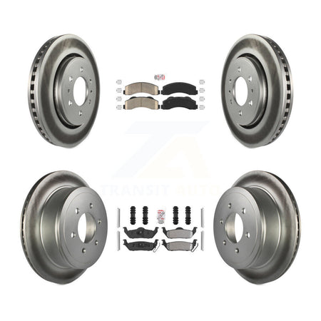 Front Ceramic Rear Semi-Metallic Pads And Coated Disc Brake Rotors Kit For Ford F-150 KGA-105173
