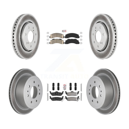 Front Ceramic Rear Semi-Metallic Pads And Coated Disc Brake Rotors Kit For Ford F-150 KGA-105175