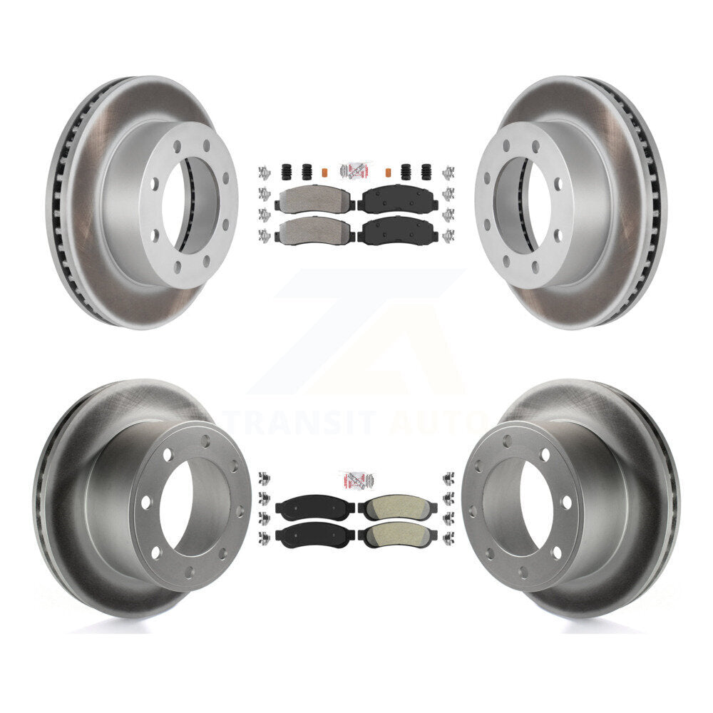 Front Rear Semi-Metallic Pad Coat Brake Rotor Kit For 2008-2009 Ford F-250 Super Duty 4WD KGA-105181