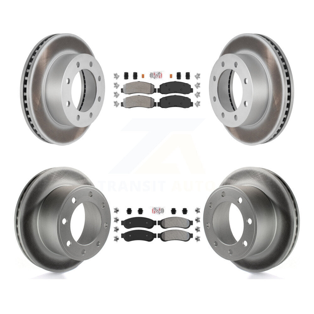 Front Rear Semi-Metallic Pad Coat Brake Rotor Kit For 2008-2009 Ford F-250 Super Duty 4WD KGA-105183