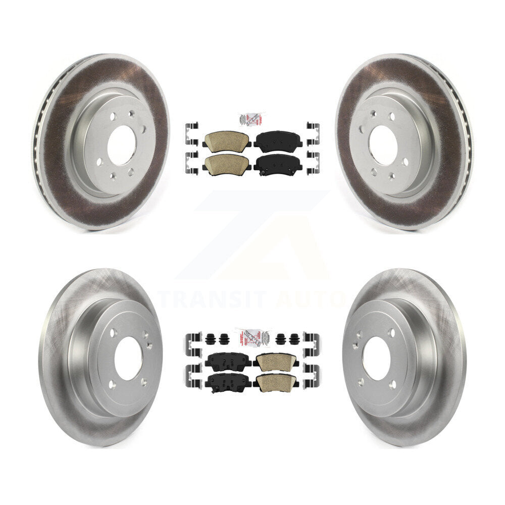 Front Rear Ceramic Pads And Coated Disc Brake Rotors Kit For Kia Rio KGA-105215