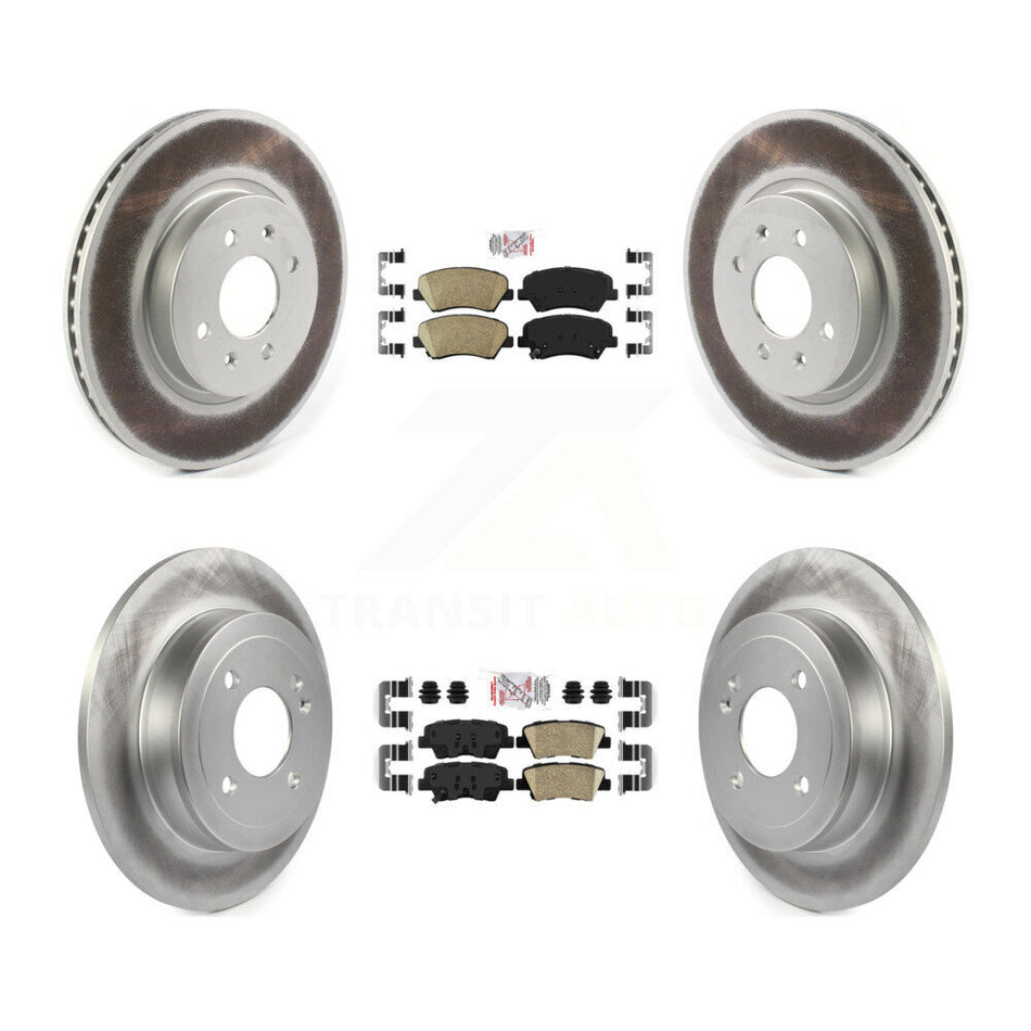 Front Rear Ceramic Pads And Coated Disc Brake Rotors Kit For Kia Rio KGA-105215
