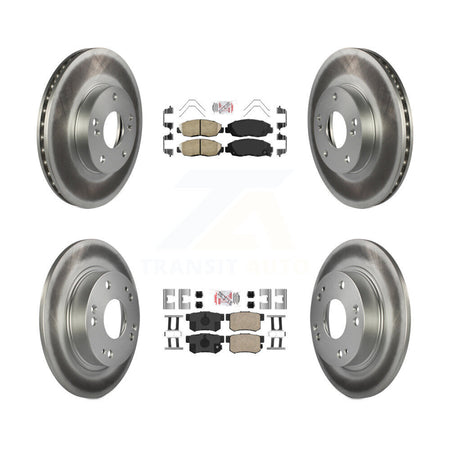 Front Rear Ceramic Pad And Coated Disc Brake Rotors Kit For 2014-2015 Honda Civic Touring KGA-105249