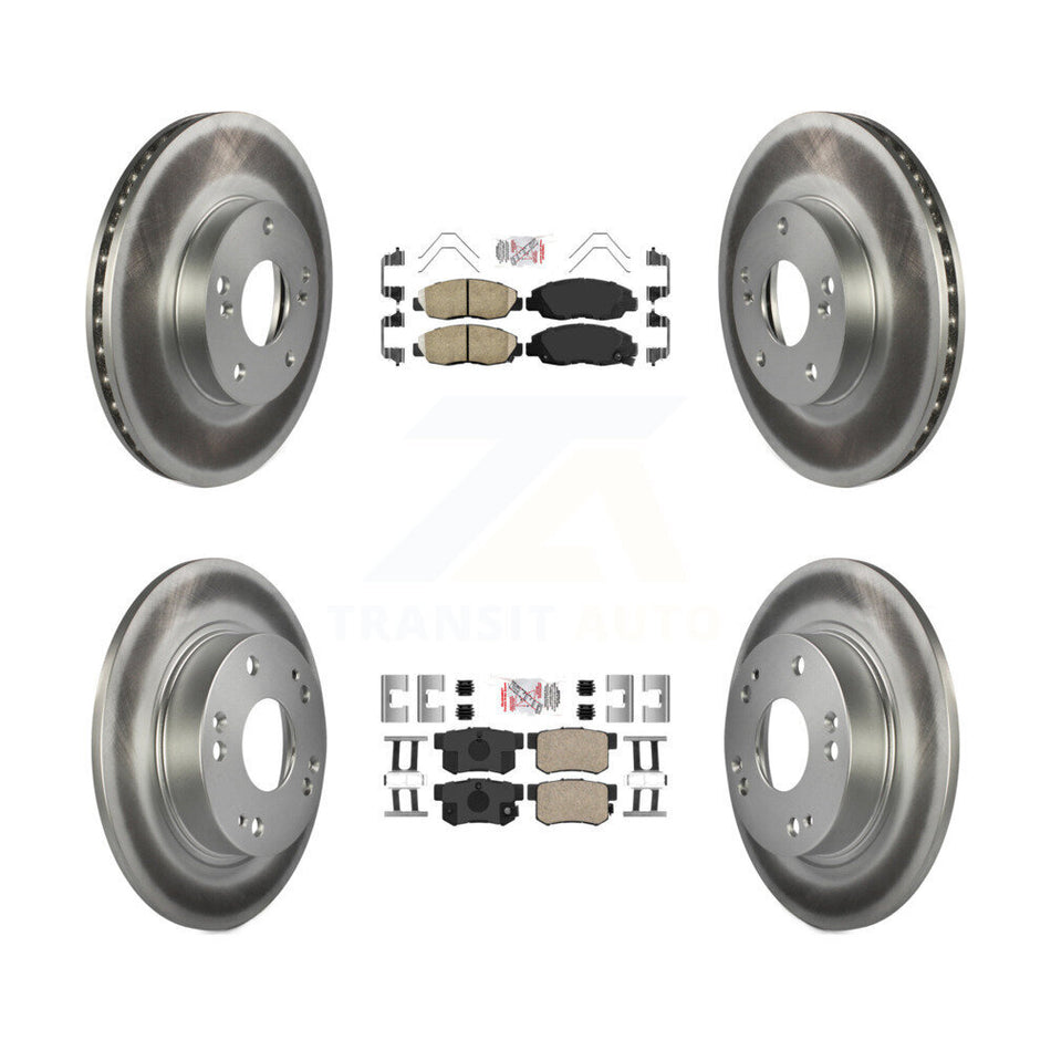 Front Rear Ceramic Pad And Coated Disc Brake Rotors Kit For 2014-2015 Honda Civic Touring KGA-105249