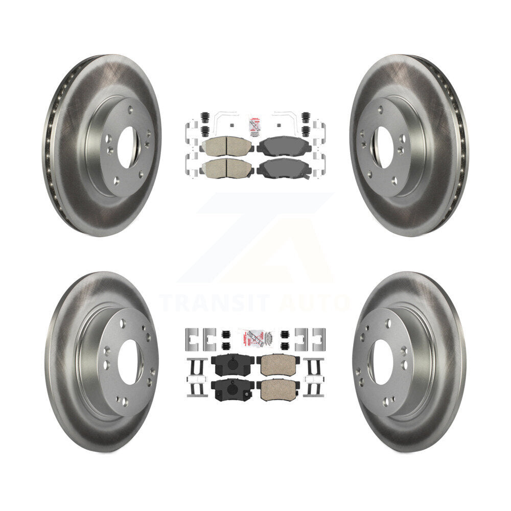 Front Rear Ceramic Pad And Coated Disc Brake Rotors Kit For 2014-2015 Honda Civic Touring KGA-105250