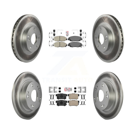 Front Rear Ceramic Pad And Coated Disc Brake Rotors Kit For 2014-2015 Honda Civic Touring KGA-105250