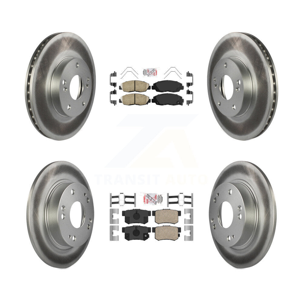 Front Rear Ceramic Pad And Coated Disc Brake Rotors Kit For 2014-2015 Honda Civic Touring KGA-105251