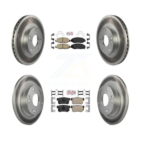 Front Rear Ceramic Pad And Coated Disc Brake Rotors Kit For 2014-2015 Honda Civic Touring KGA-105251