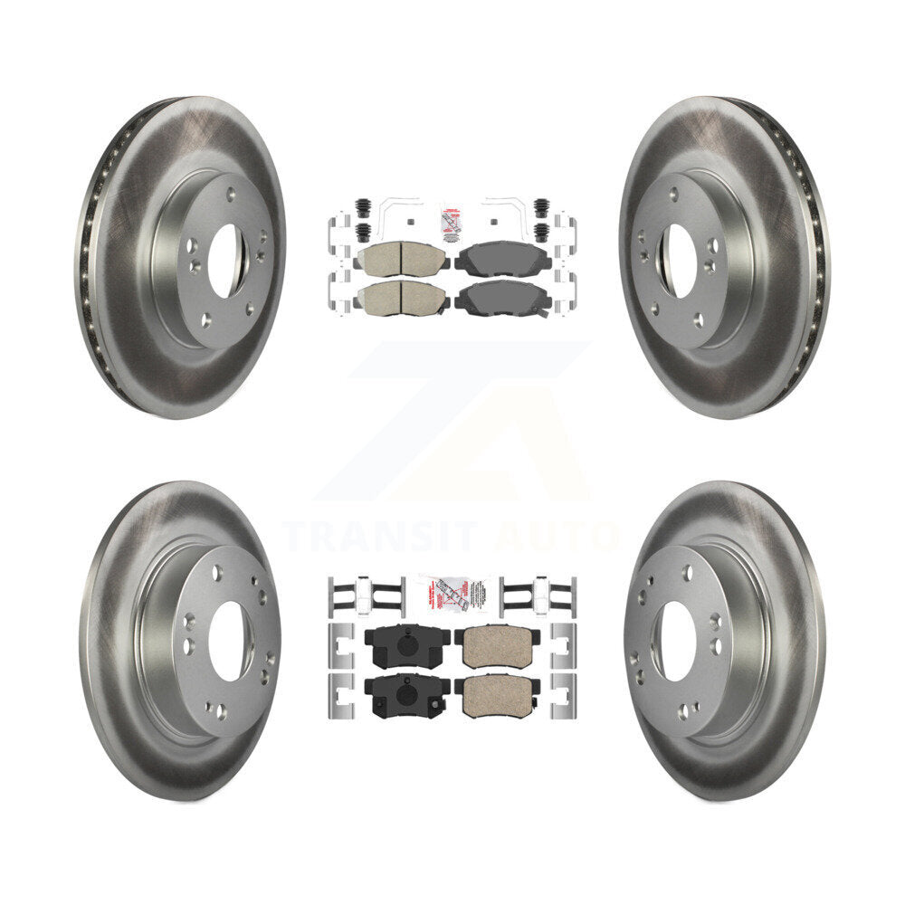 Front Rear Ceramic Pad And Coated Disc Brake Rotors Kit For 2014-2015 Honda Civic Touring KGA-105252