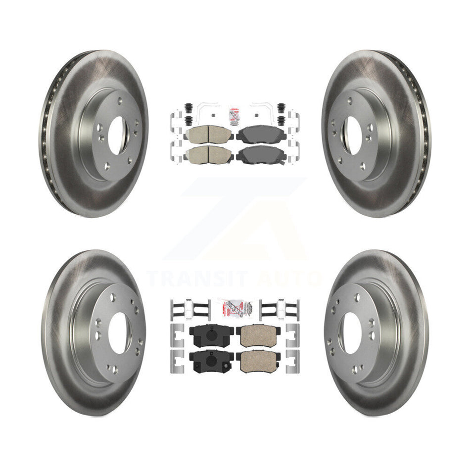 Front Rear Ceramic Pad And Coated Disc Brake Rotors Kit For 2014-2015 Honda Civic Touring KGA-105252