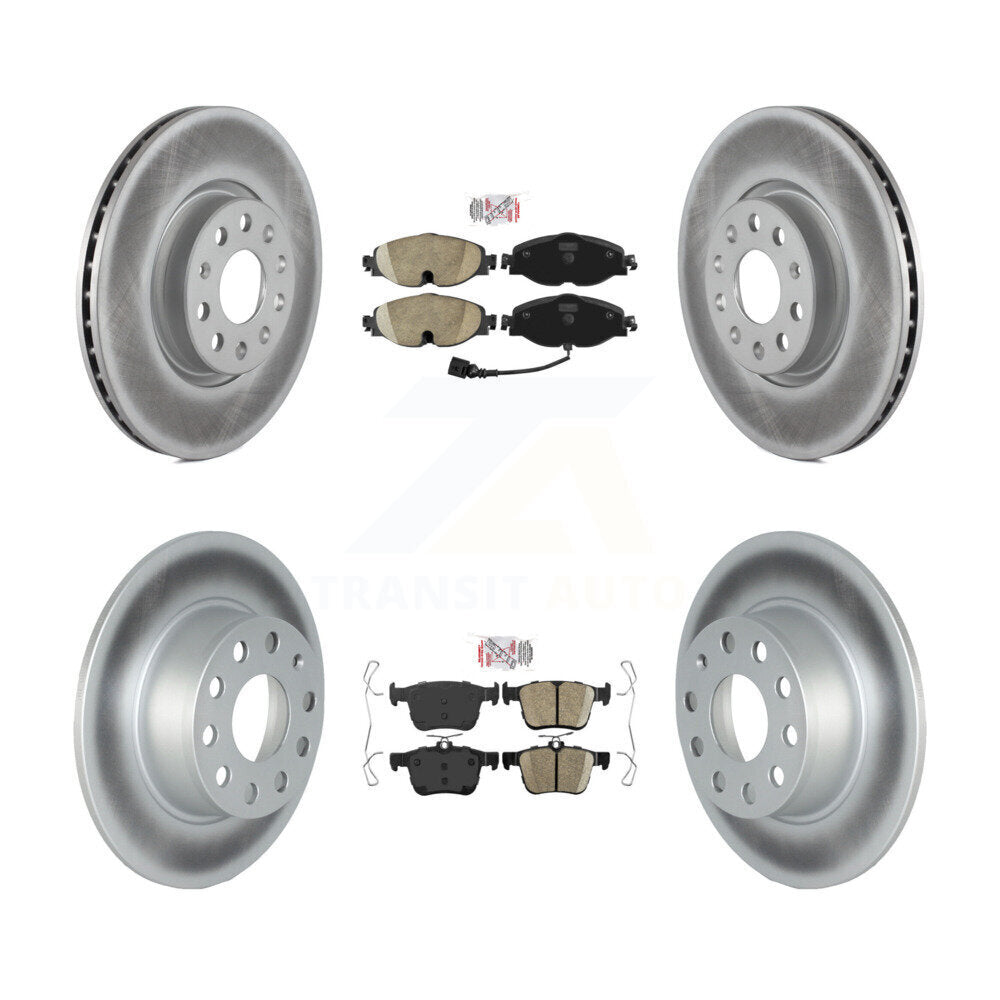 Front Rear Ceramic Pad And Coated Disc Brake Rotors Kit For 2022-2023 Volkswagen Taos FWD KGA-105282