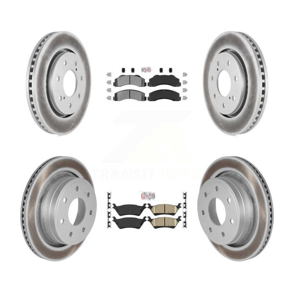 Front Semi-Metallic Rear Ceramic Pads And Coated Disc Brake Rotors Kit For Ford F-150 KGA-105285